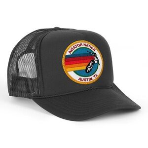 Aviator Nation Black Trucker Hat with Rainbow Patch